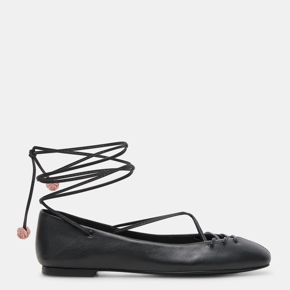 NEW Dolce Vita x For Love & Lemons Black Lace-Up Ballet Flats 8.5 Coquette - Picture 12 of 13